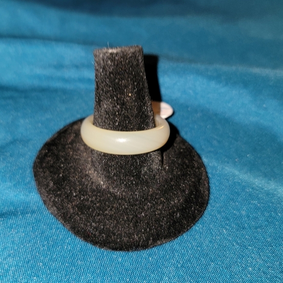 New Cream Color Glass Ring. - Picture 1 of 3